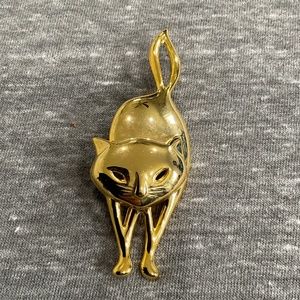 Vintage Gold Walking Cat Brooch